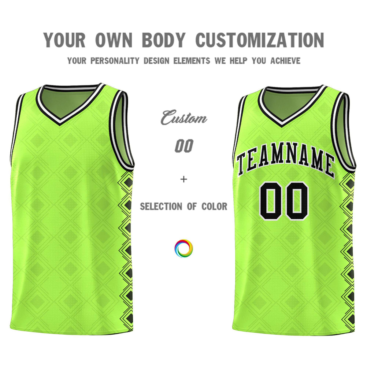 Custom Neon Green Side Blocks Sports Uniform Basketball Jersey|KXKSHOP