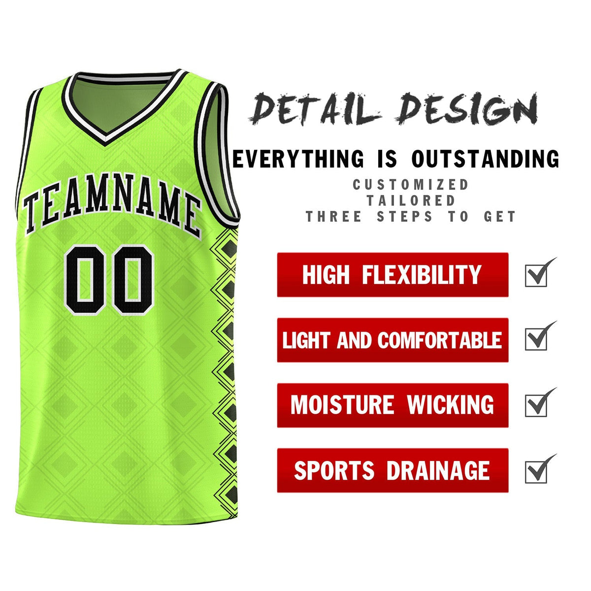 Custom Neon Green Side Blocks Sports Uniform Basketball Jersey|KXKSHOP
