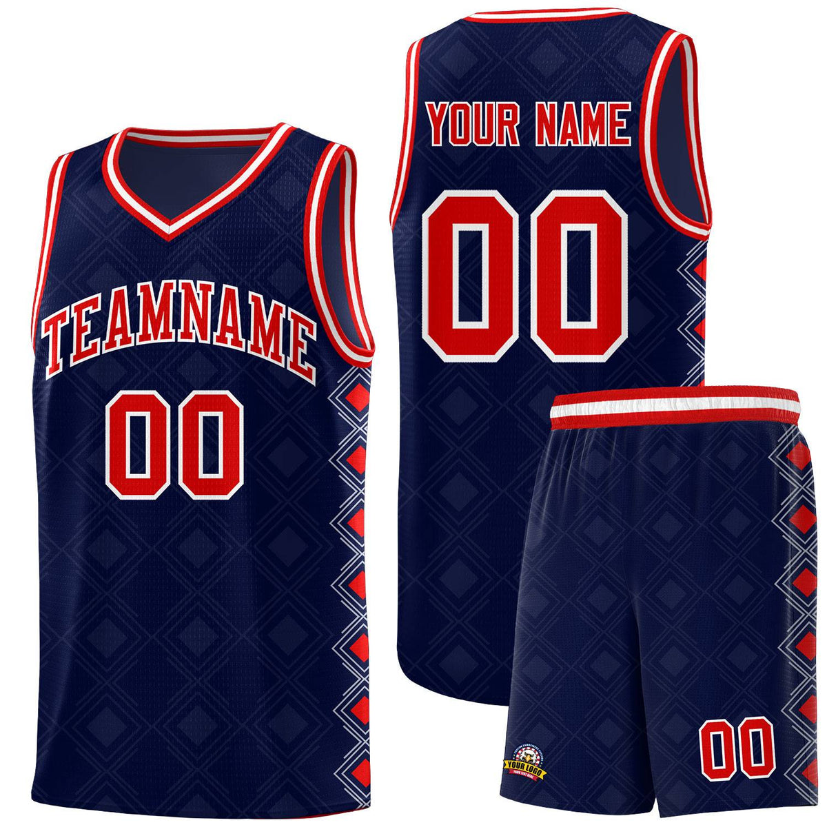 Custom Navy Side Blocks Sports Uniform Basketball Jersey|KXKSHOP