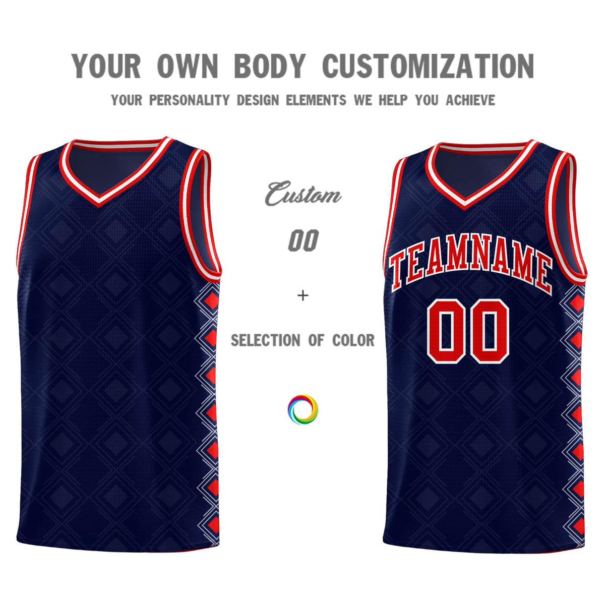 Custom Navy Side Blocks Sports Uniform Basketball Jersey|KXKSHOP