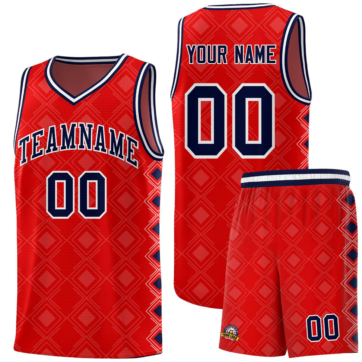 Custom Red Side Blocks Sports Uniform Basketball Jersey|KXKSHOP