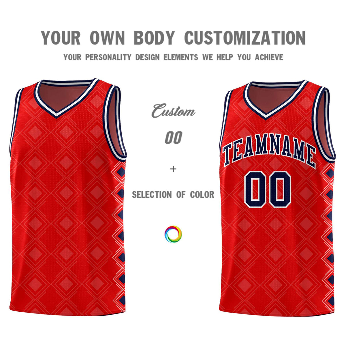 Custom Red Side Blocks Sports Uniform Basketball Jersey|KXKSHOP