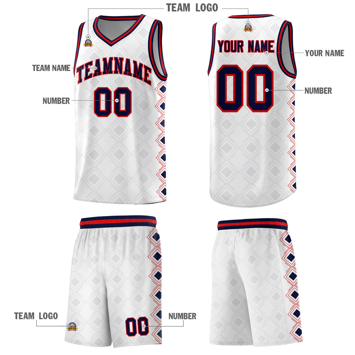 Custom White Side Blocks Sports Uniform Basketball Jersey|KXKSHOP