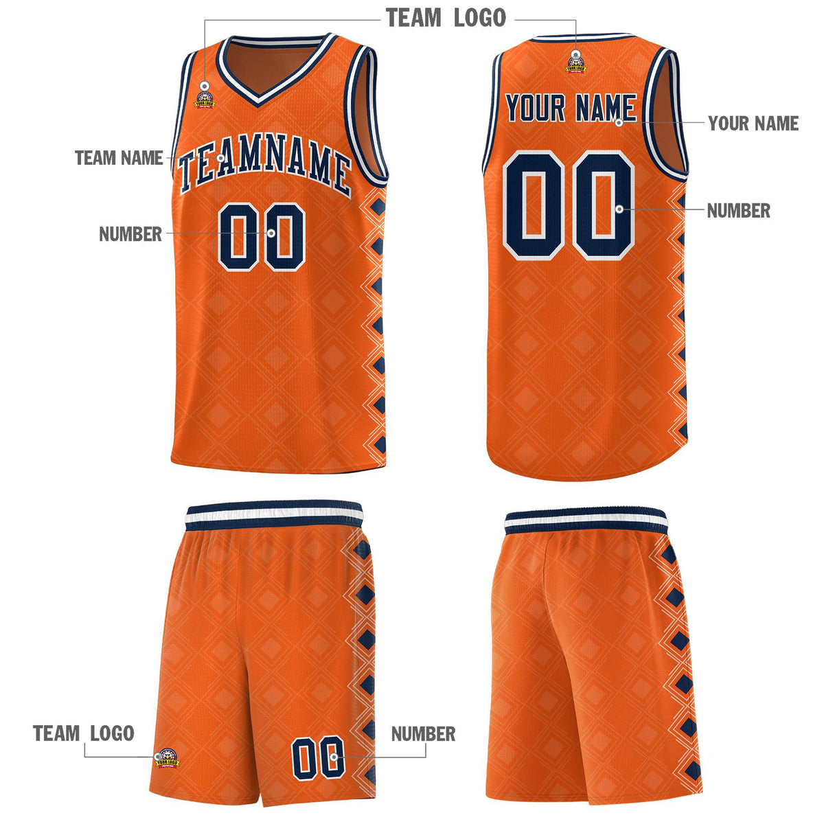 Custom Orange Side Blocks Sports Uniform Basketball Jersey|KXKSHOP