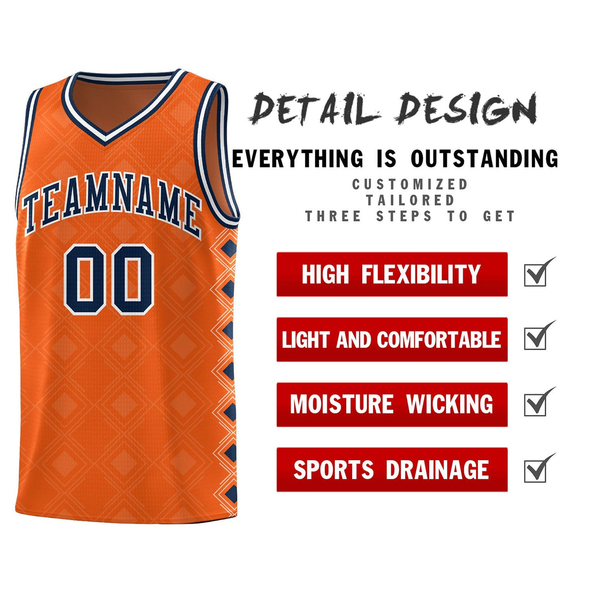 Custom Orange Side Blocks Sports Uniform Basketball Jersey|KXKSHOP