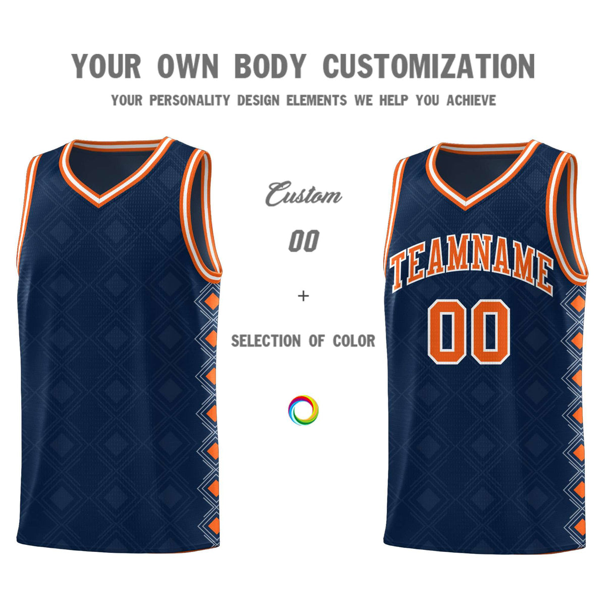 Custom Navy Side Blocks Sports Uniform Basketball Jersey|KXKSHOP