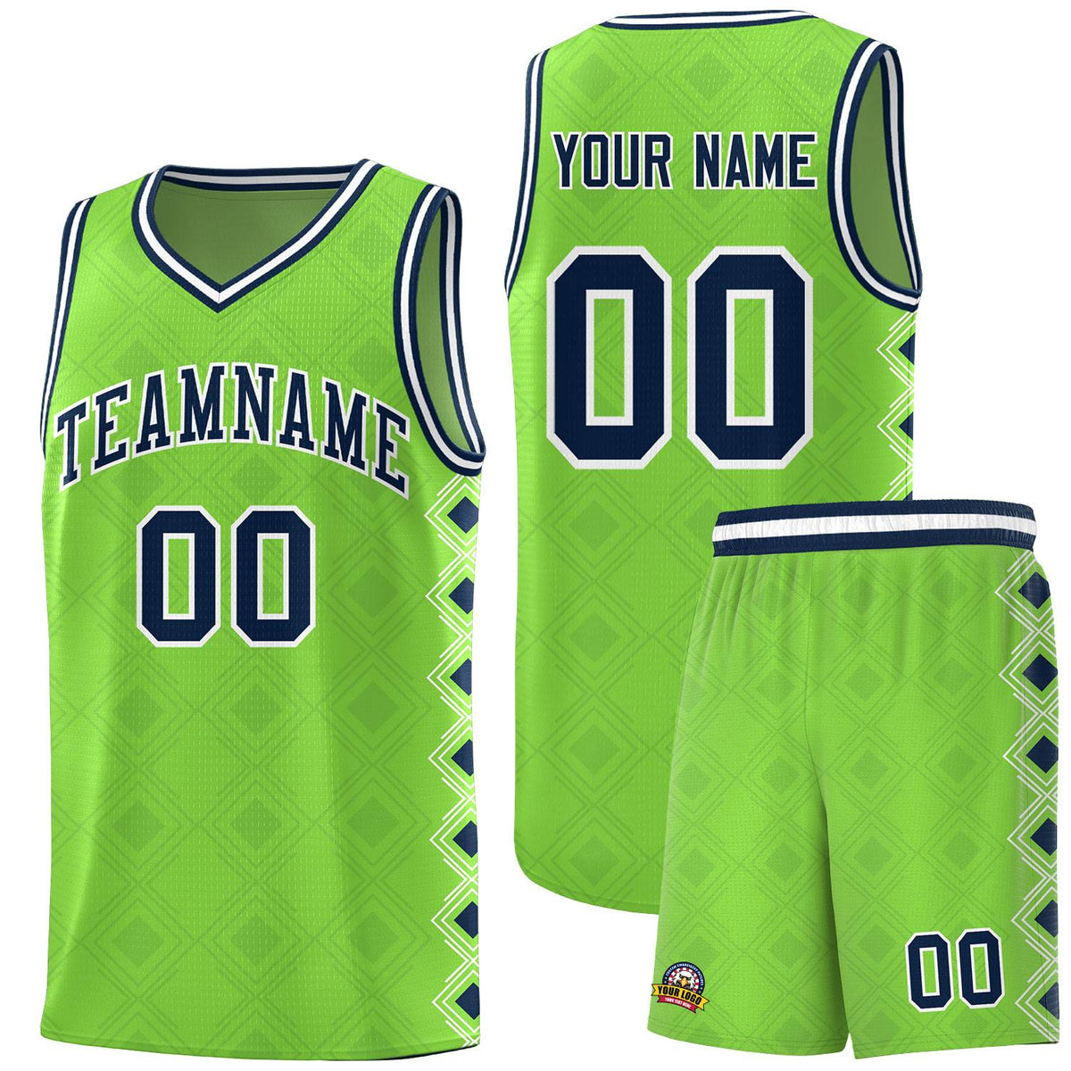 Custom Neon Green Side Blocks Sports Uniform Basketball Jersey|KXKSHOP