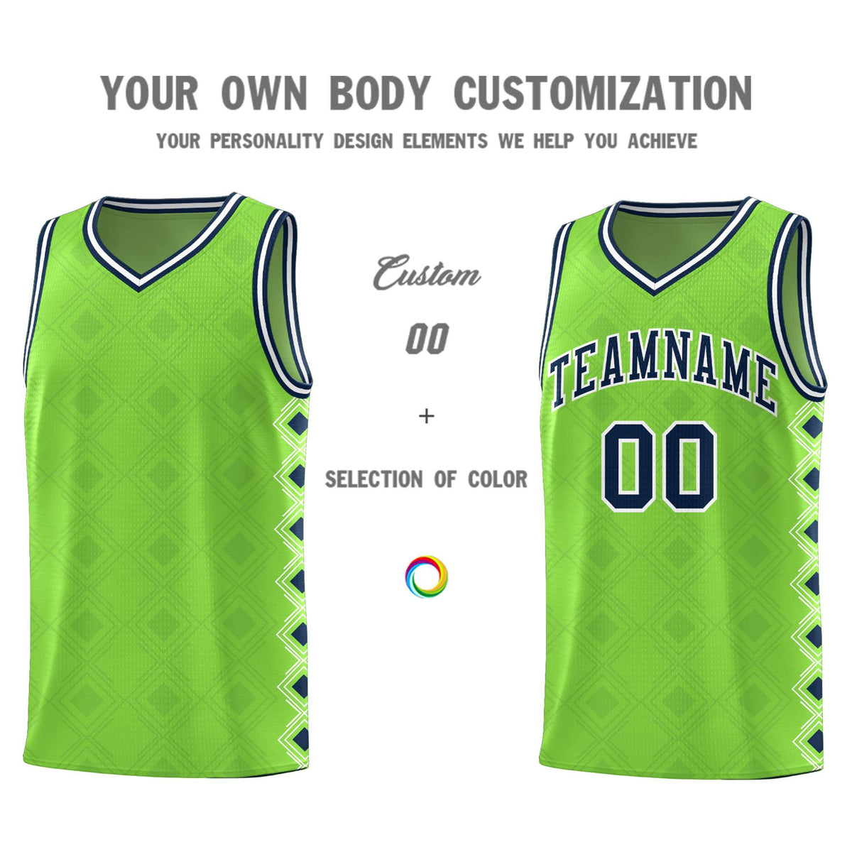 Custom Neon Green Side Blocks Sports Uniform Basketball Jersey|KXKSHOP