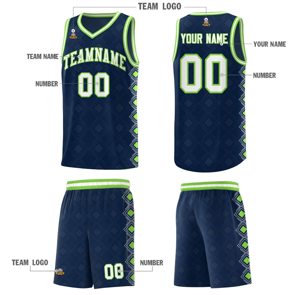 Custom Navy Side Blocks Sports Uniform Basketball Jersey|KXKSHOP
