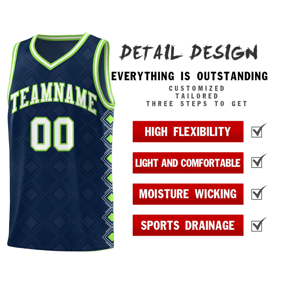 Custom Navy Side Blocks Sports Uniform Basketball Jersey|KXKSHOP