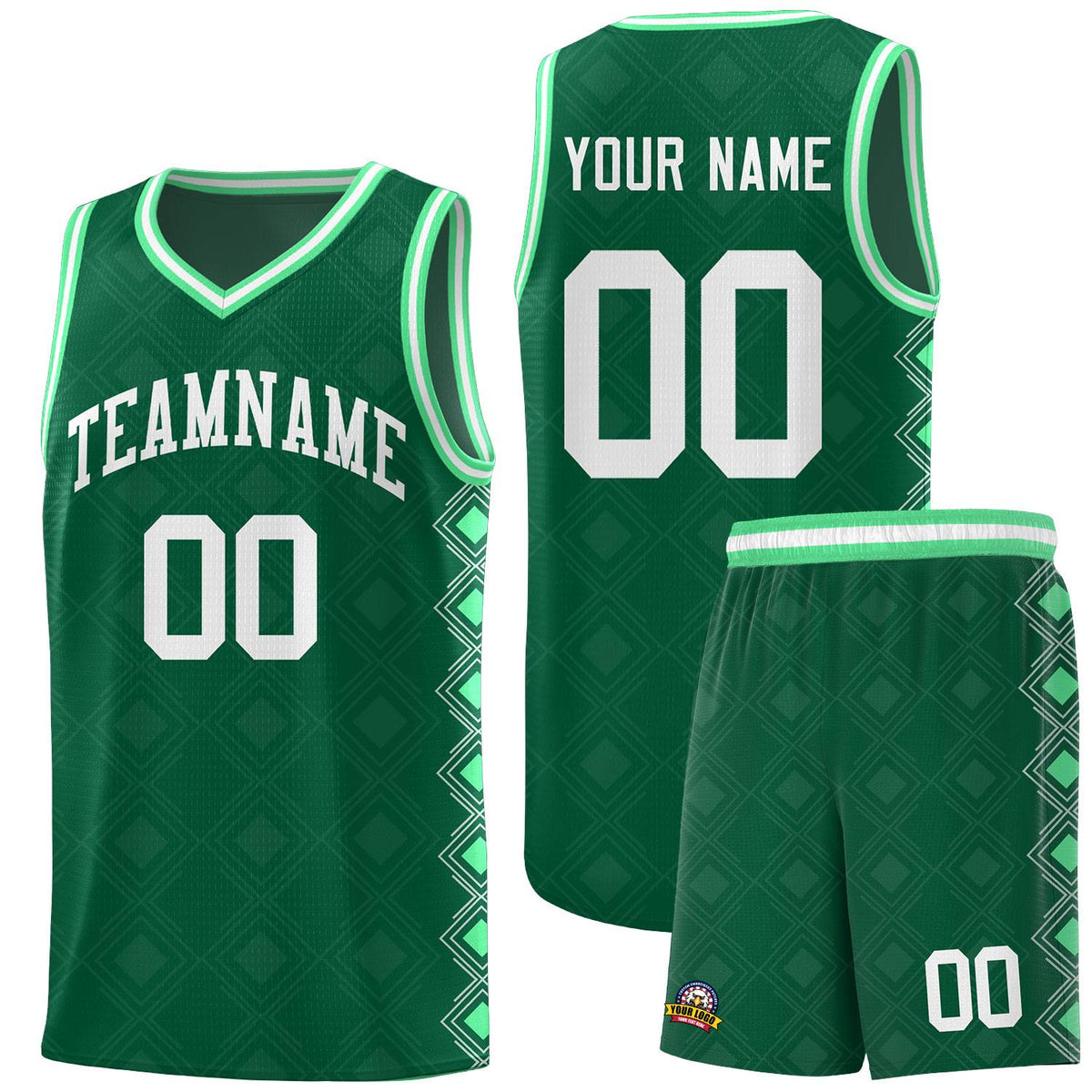 Custom Kelly Green Side Blocks Sports Uniform Basketball Jersey|KXKSHOP