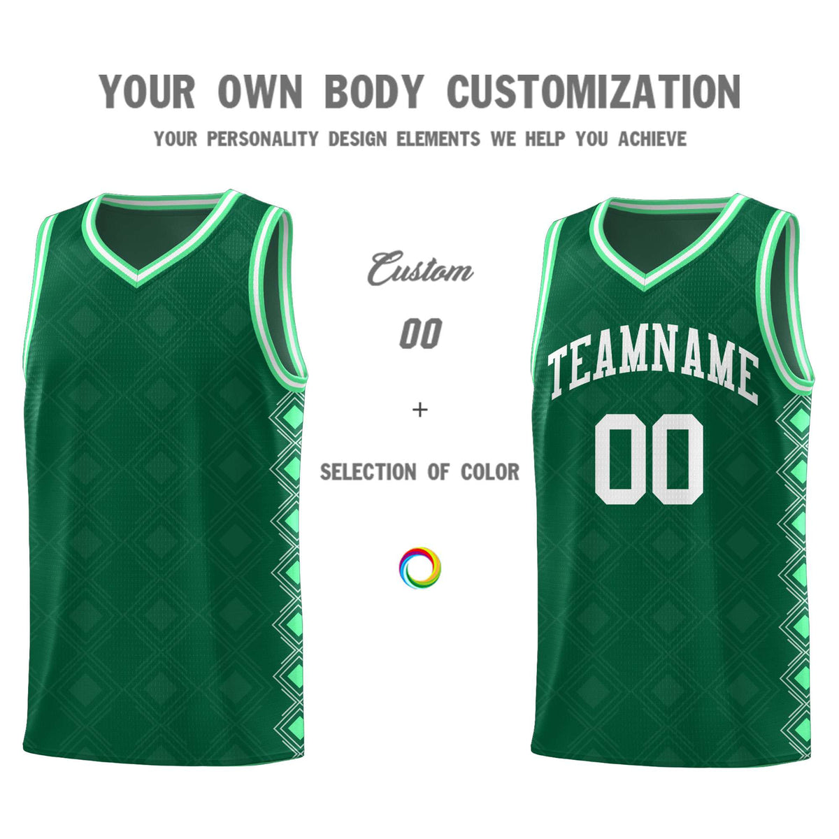 Custom Kelly Green Side Blocks Sports Uniform Basketball Jersey|KXKSHOP