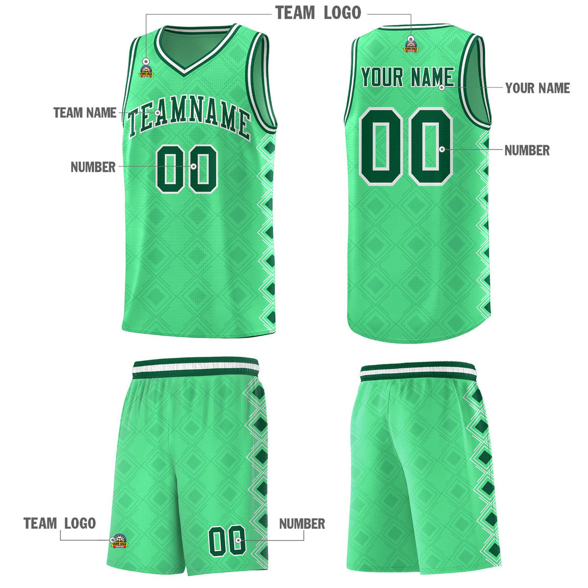 Custom Bright Green Side Blocks Sports Uniform Basketball Jersey|KXKSHOP