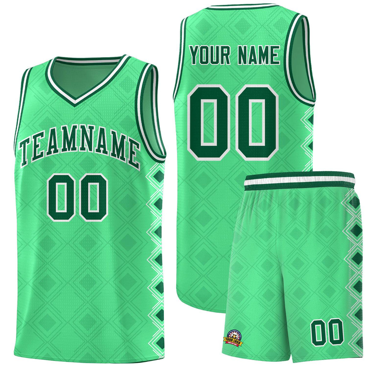 Custom Bright Green Side Blocks Sports Uniform Basketball Jersey|KXKSHOP