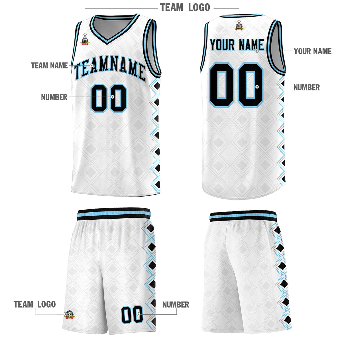 Custom White Side Blocks Sports Uniform Basketball Jersey|KXKSHOP