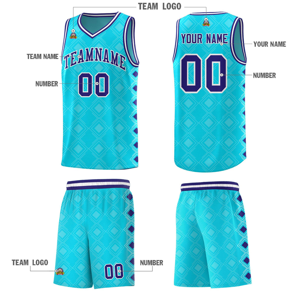 Custom Sky Blue Side Blocks Sports Uniform Basketball Jersey|KXKSHOP
