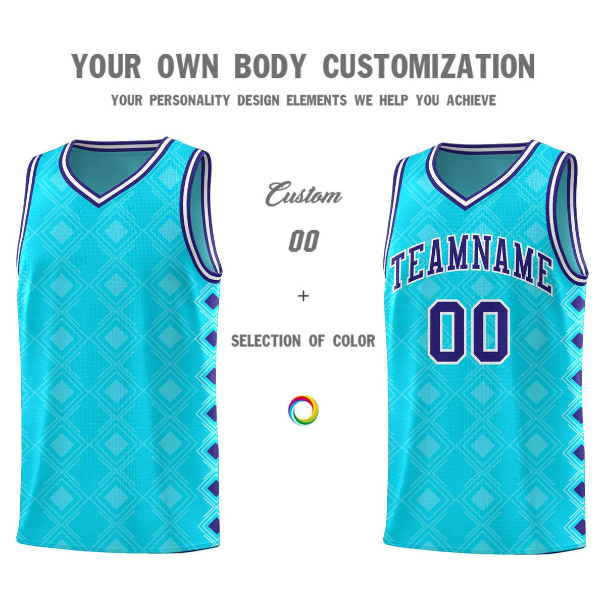 Custom Sky Blue Side Blocks Sports Uniform Basketball Jersey|KXKSHOP
