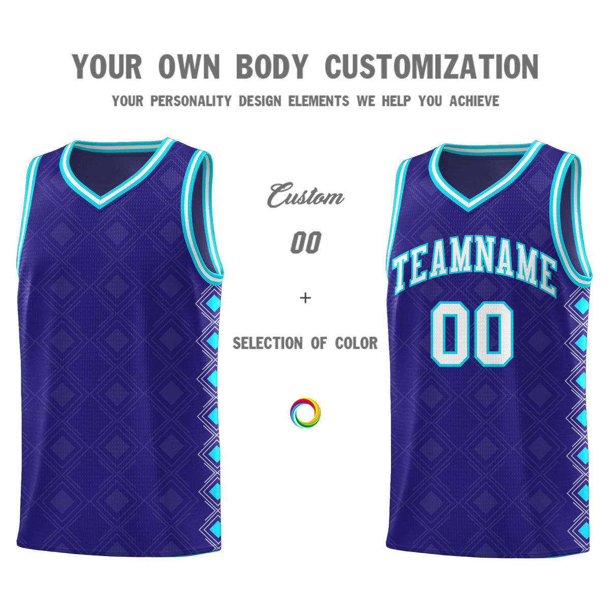 Custom Royal Side Blocks Sports Uniform Basketball Jersey|KXKSHOP