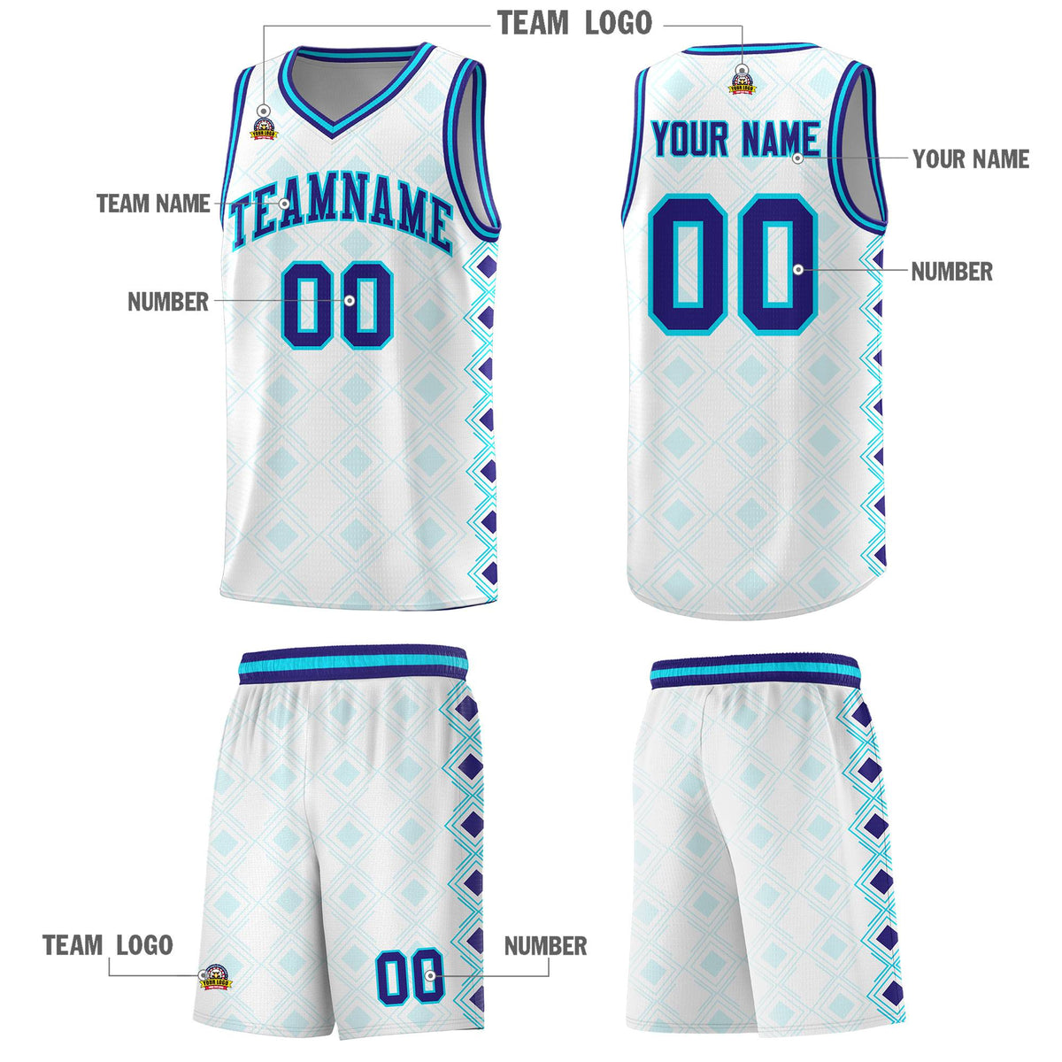 Custom White Side Blocks Sports Uniform Basketball Jersey|KXKSHOP