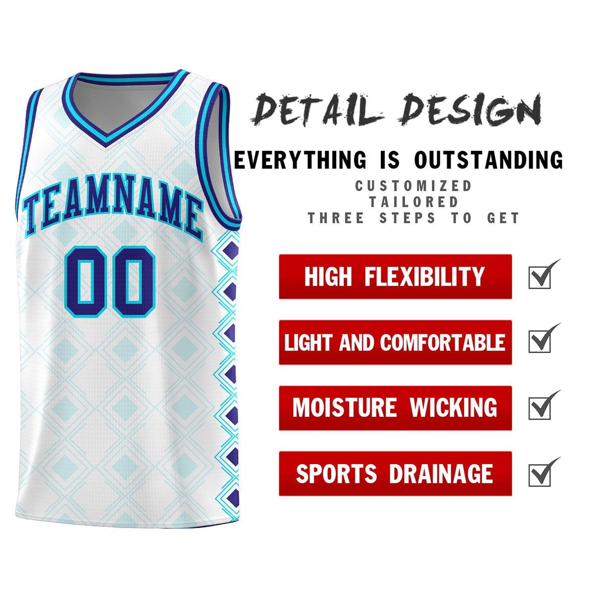Custom White Side Blocks Sports Uniform Basketball Jersey|KXKSHOP