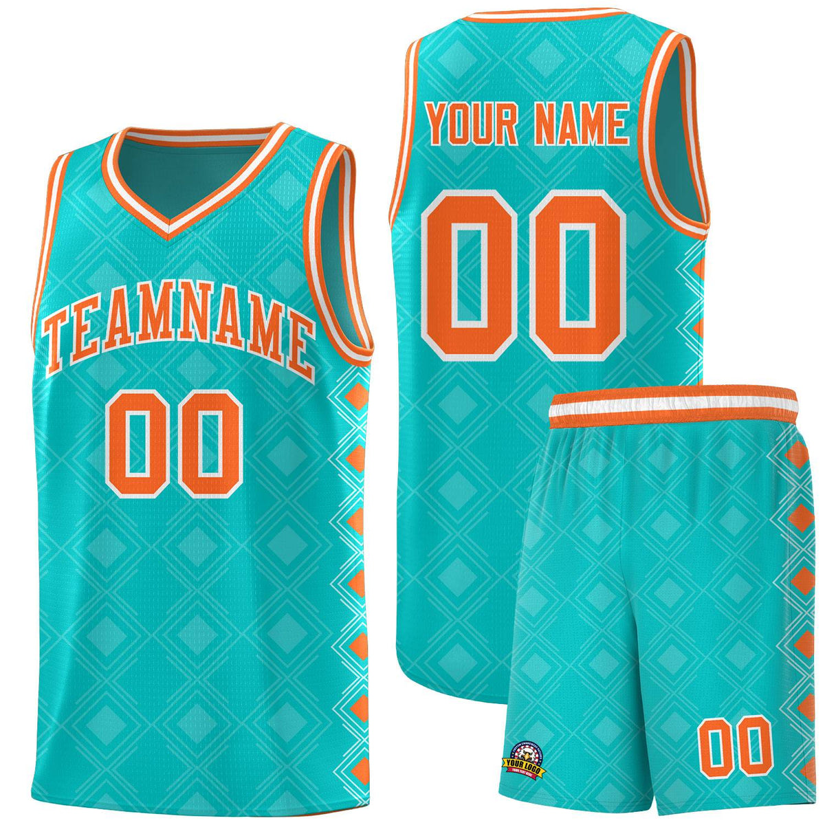 Custom Aqua Side Blocks Sports Uniform Basketball Jersey|KXKSHOP