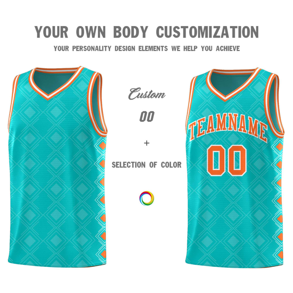 Custom Aqua Side Blocks Sports Uniform Basketball Jersey|KXKSHOP