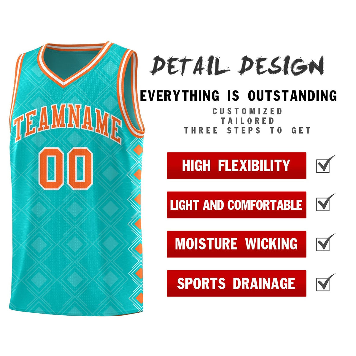 Custom Aqua Side Blocks Sports Uniform Basketball Jersey|KXKSHOP