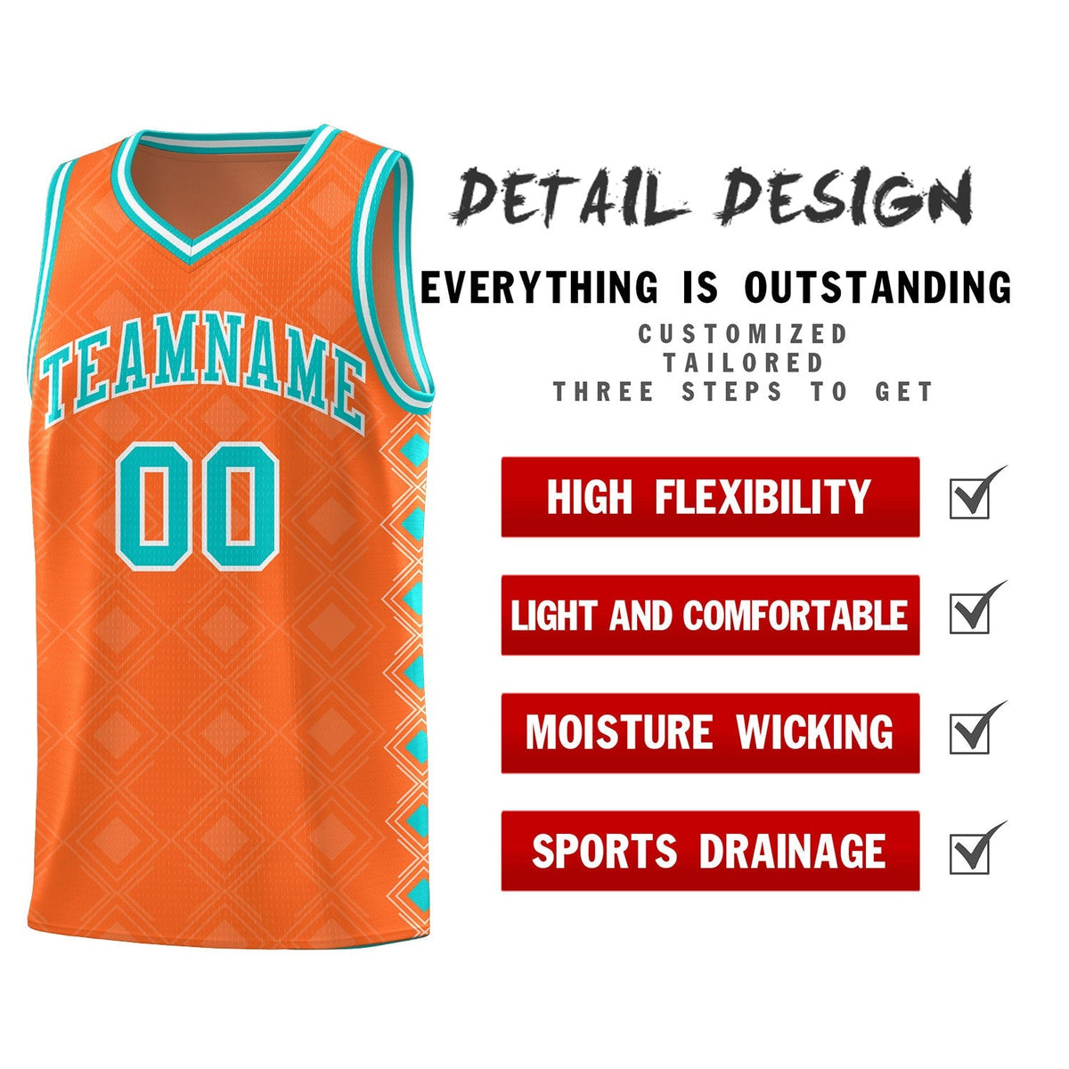 Custom Orange Side Blocks Sports Uniform Basketball Jersey|KXKSHOP