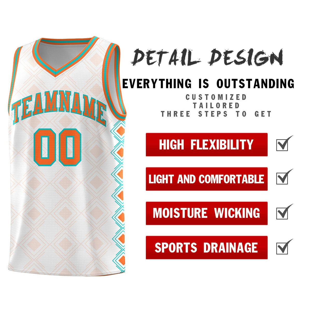 Custom White Side Blocks Sports Uniform Basketball Jersey|KXKSHOP