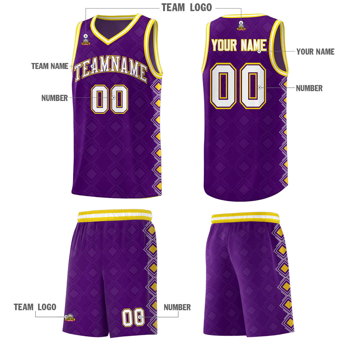 Custom Purple Side Blocks Sports Uniform Basketball Jersey|KXKSHOP