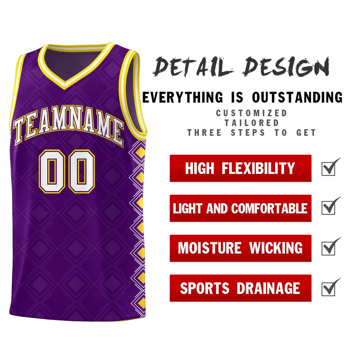 Custom Purple Side Blocks Sports Uniform Basketball Jersey|KXKSHOP
