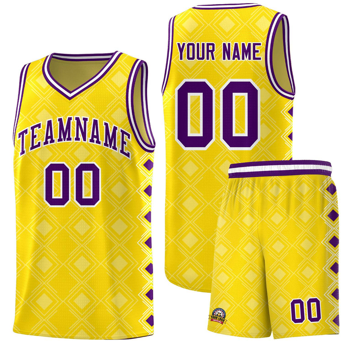 Custom Gold Side Blocks Sports Uniform Basketball Jersey|KXKSHOP