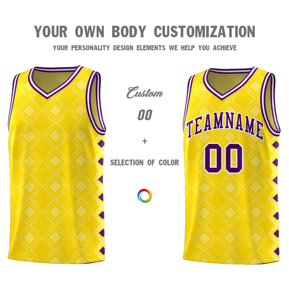 Custom Gold Side Blocks Sports Uniform Basketball Jersey|KXKSHOP