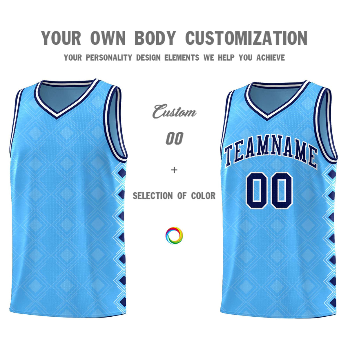 Custom Light Blue Side Blocks Sports Uniform Basketball Jersey|KXKSHOP
