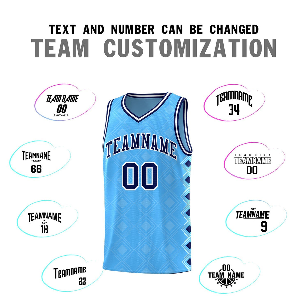 Custom Light Blue Side Blocks Sports Uniform Basketball Jersey|KXKSHOP