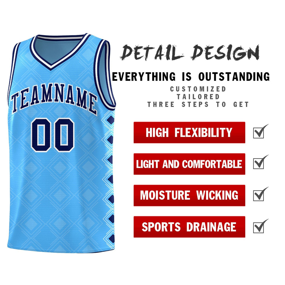 Custom Light Blue Side Blocks Sports Uniform Basketball Jersey|KXKSHOP