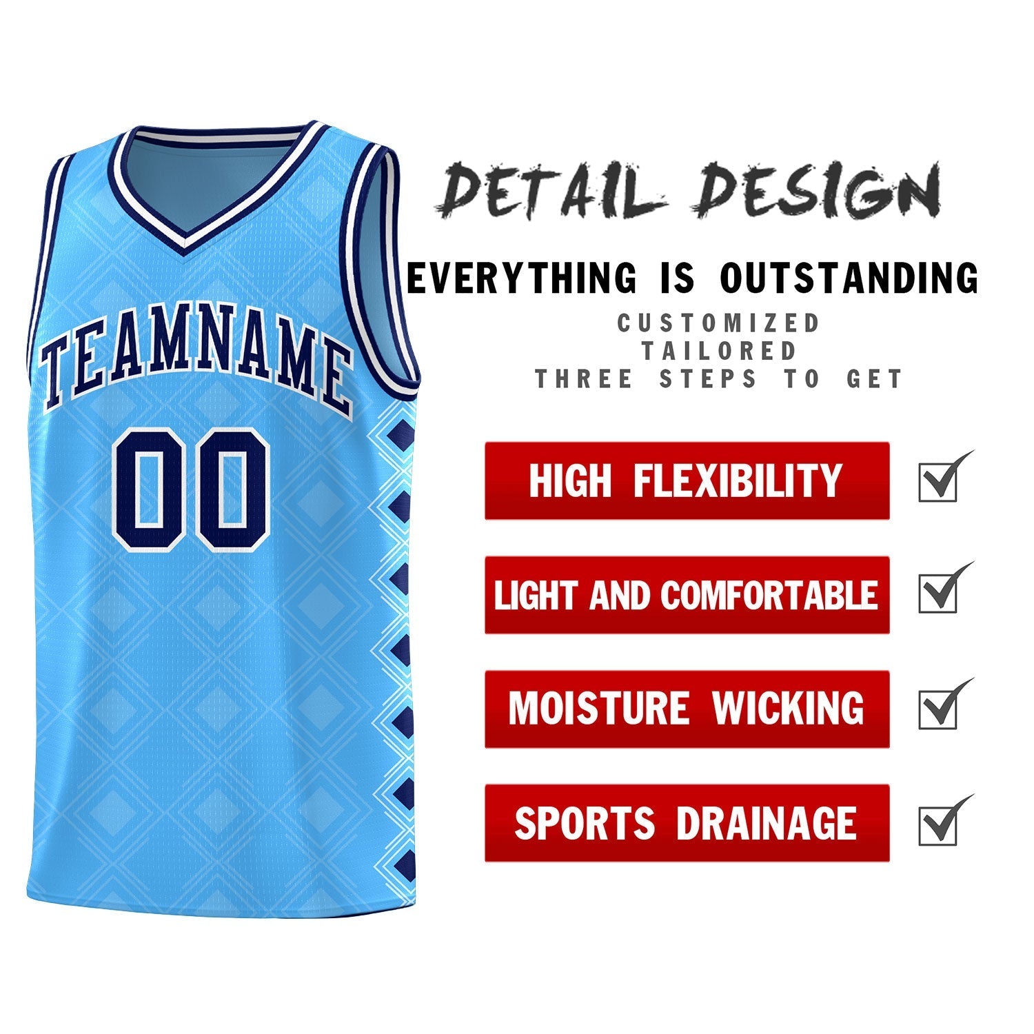 Custom Light Blue Side Blocks Sports Uniform Basketball Jersey|KXKSHOP