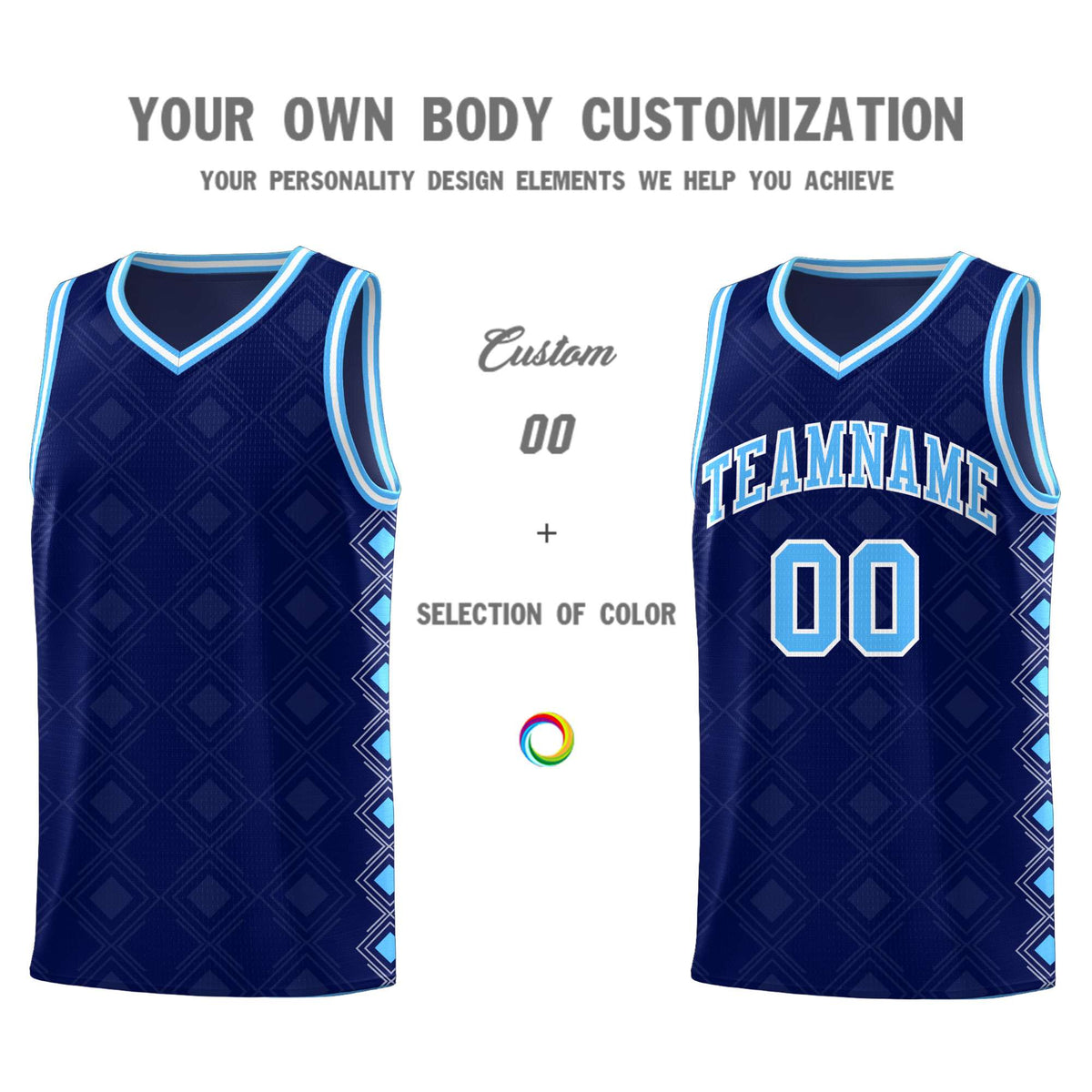 Custom Navy Side Blocks Sports Uniform Basketball Jersey|KXKSHOP