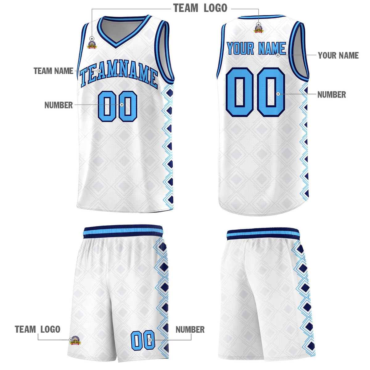 Custom White Side Blocks Sports Uniform Basketball Jersey|KXKSHOP
