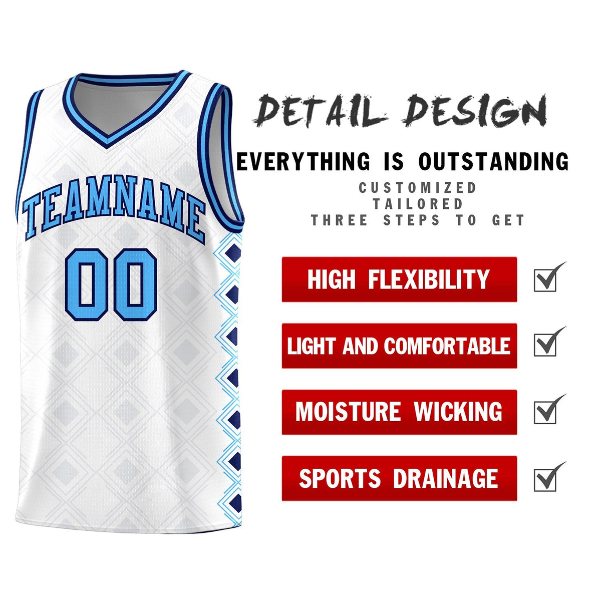 Custom White Side Blocks Sports Uniform Basketball Jersey|KXKSHOP