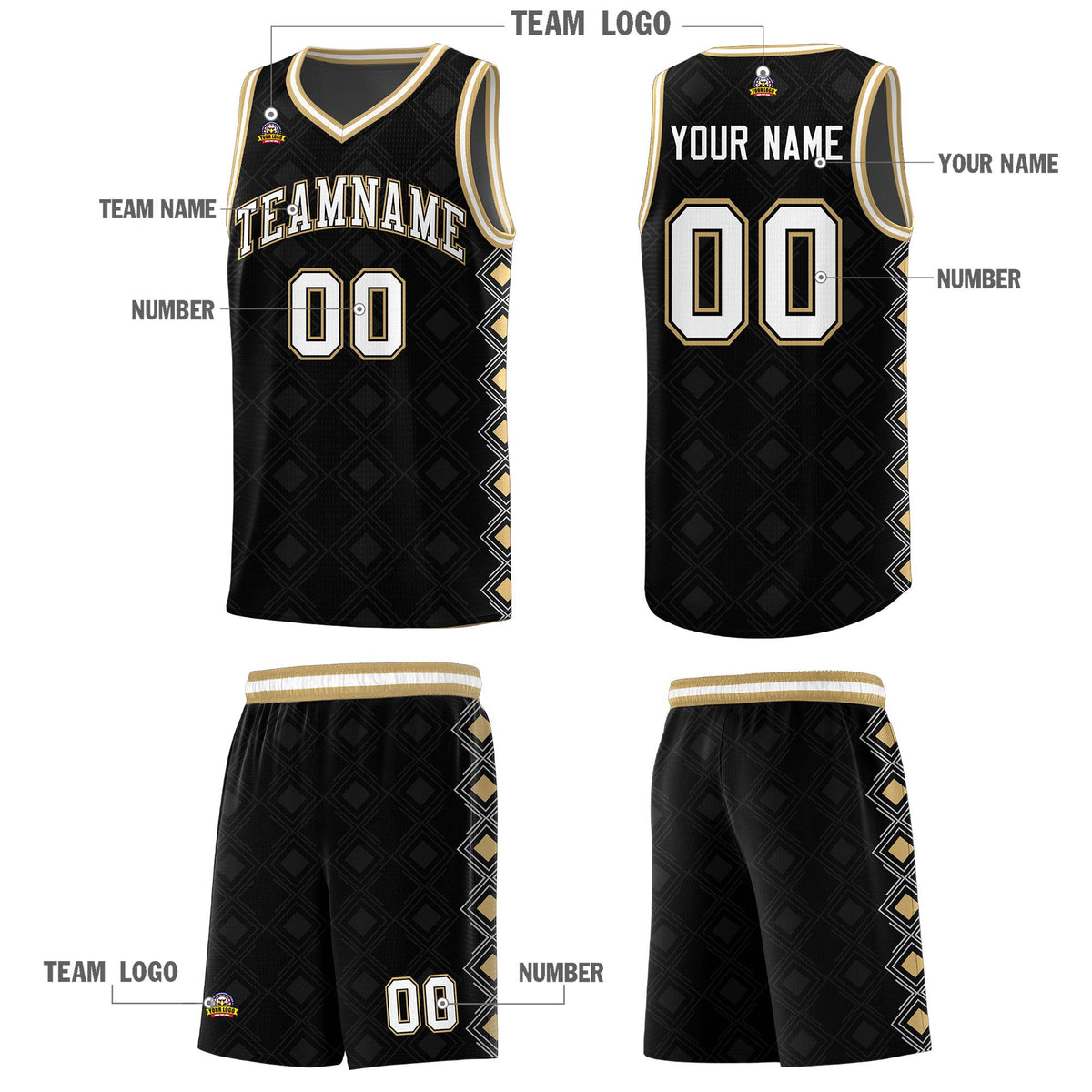 Custom Black Side Blocks Sports Uniform Basketball Jersey|KXKSHOP