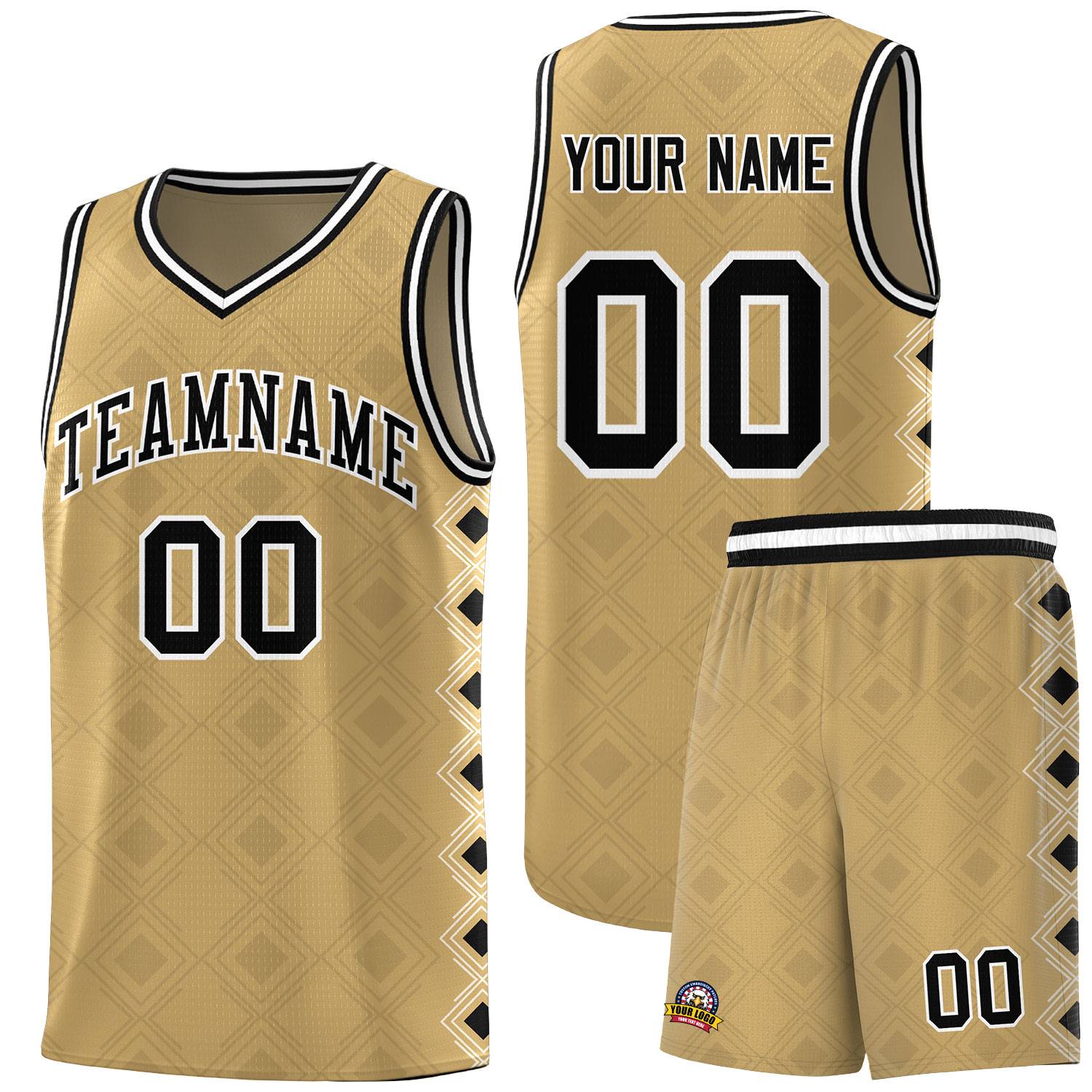 Custom Old Gold Side Blocks Sports Uniform Basketball Jersey|KXKSHOP