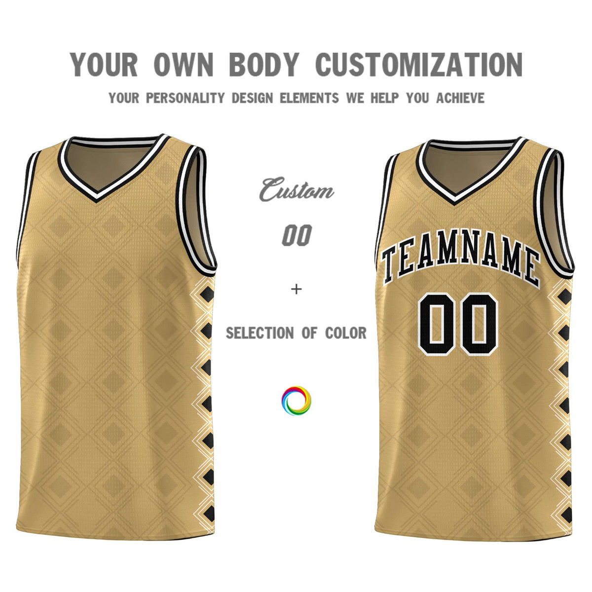 Custom Old Gold Side Blocks Sports Uniform Basketball Jersey|KXKSHOP