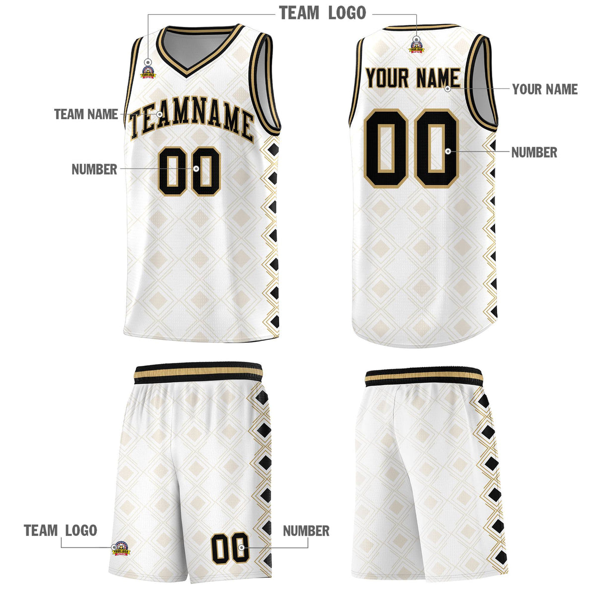 Custom White Side Blocks Sports Uniform Basketball Jersey|KXKSHOP