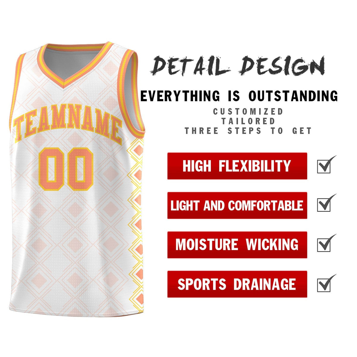 Custom White Side Blocks Sports Uniform Basketball Jersey|KXKSHOP