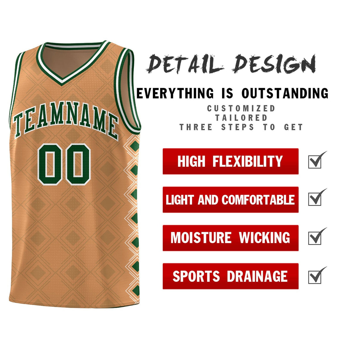 Custom Light Brown Side Blocks Sports Uniform Basketball Jersey|KXKSHOP