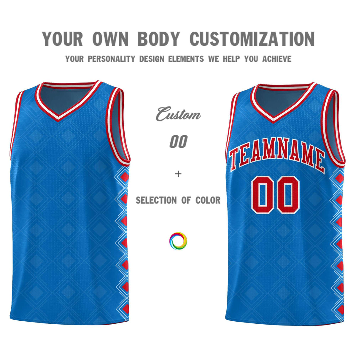 Custom Royal Side Blocks Sports Uniform Basketball Jersey|KXKSHOP