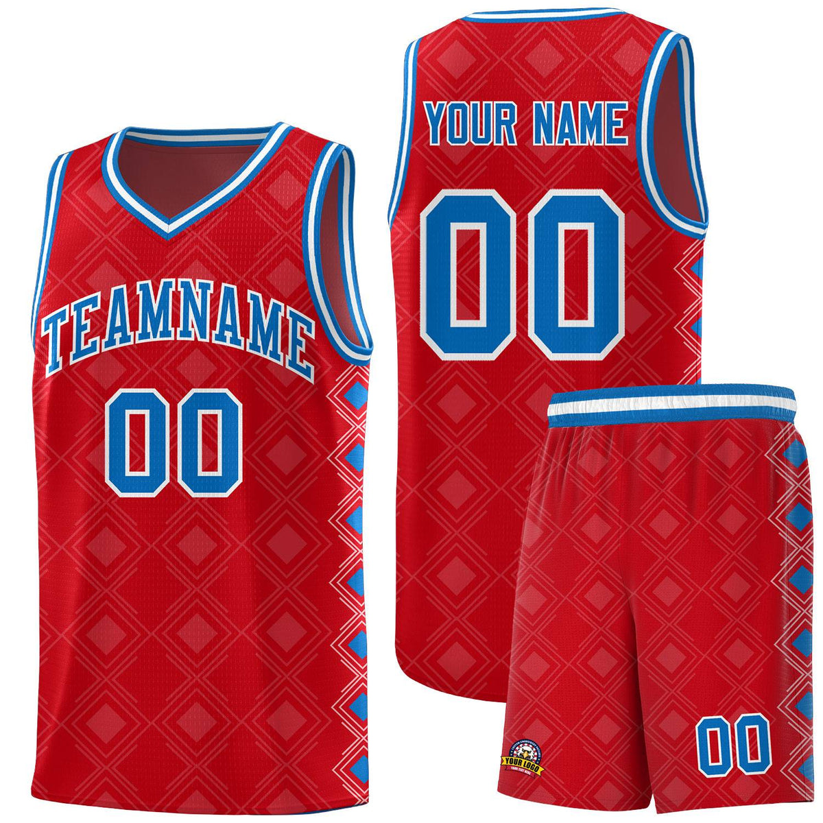 Custom Red Side Blocks Sports Uniform Basketball Jersey|KXKSHOP