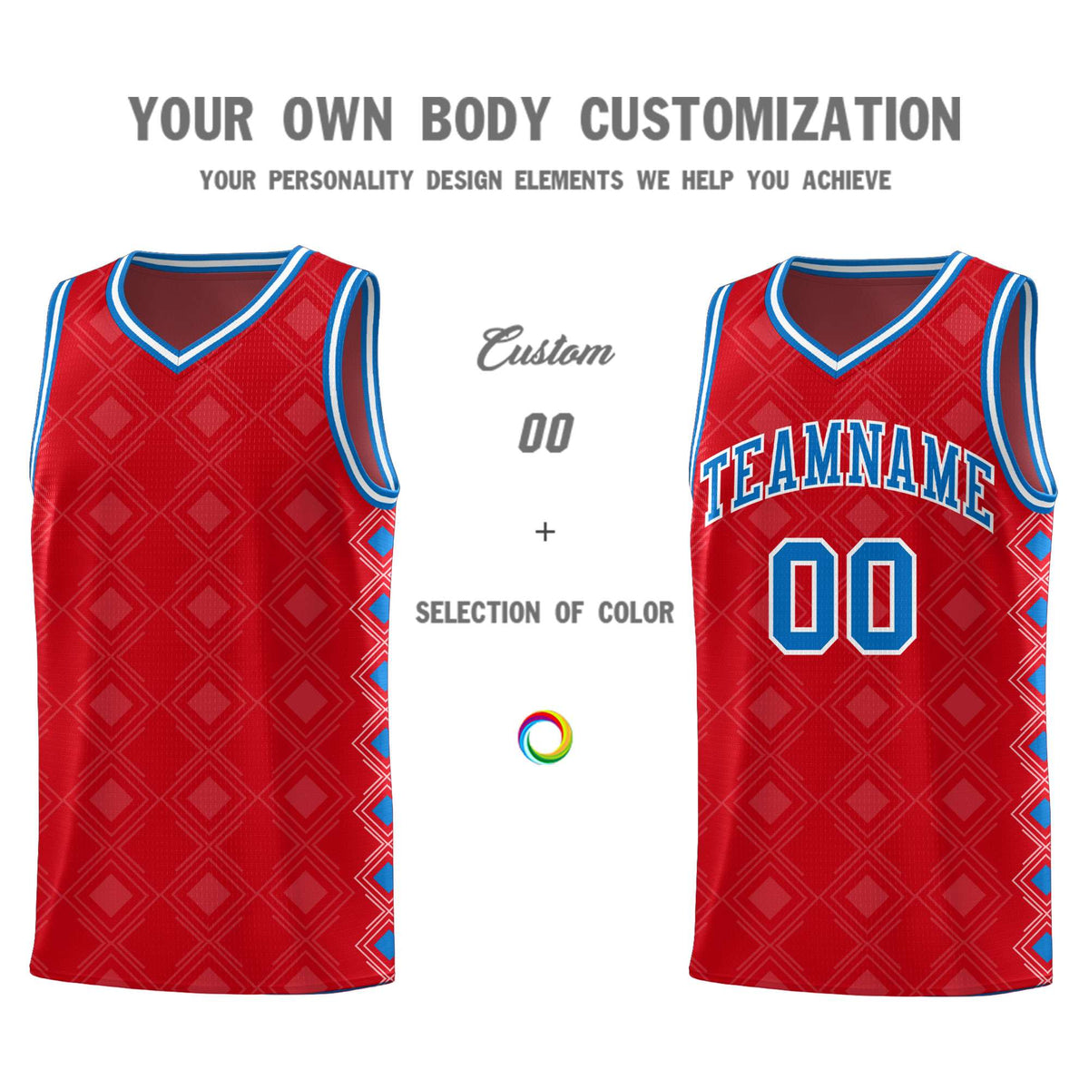 Custom Red Side Blocks Sports Uniform Basketball Jersey|KXKSHOP
