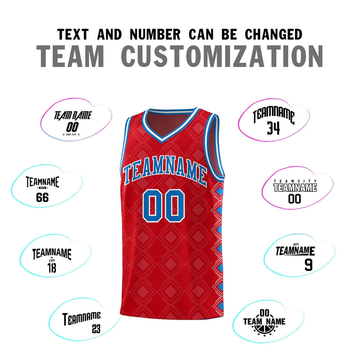 Custom Red Side Blocks Sports Uniform Basketball Jersey|KXKSHOP
